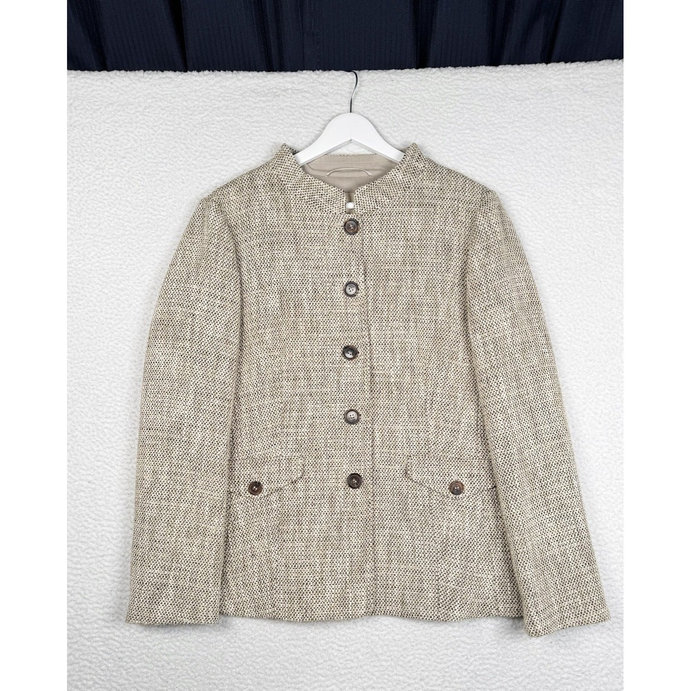 'S MAX MARA Blazer Jacket Tweed Tan - Women's US 14